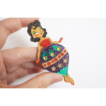 Load image into Gallery viewer, Christmas Ornament with Stars Brooch by Laliblue