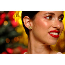 Load image into Gallery viewer, Christmas-Themed Brunette Hair Brooch with Earring Set by Laliblue