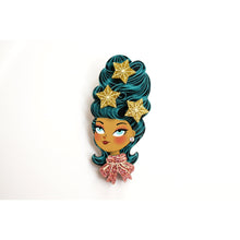 Load image into Gallery viewer, Christmas-Themed Brunette Hair Brooch with Earring Set by Laliblue