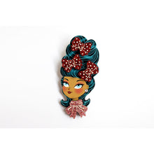 Load image into Gallery viewer, Christmas-Themed Brunette Hair Brooch with Earring Set by Laliblue