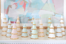 Load image into Gallery viewer, Hydrangea Blue Tiered Christmas Trees with 22K Gold Brushstroke Accent