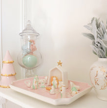 Load image into Gallery viewer, Pink Tiered Christmas Trees with 22K Gold Brushstroke Accent