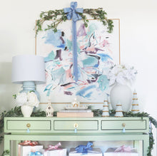 Load image into Gallery viewer, Hydrangea Blue Tiered Christmas Trees with 22K Gold Brushstroke Accent