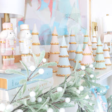 Load image into Gallery viewer, Sea Glass Tiered Christmas Trees with 22K Gold Brushstroke Accent