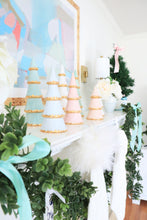 Load image into Gallery viewer, Hydrangea Blue Tiered Christmas Trees with 22K Gold Brushstroke Accent