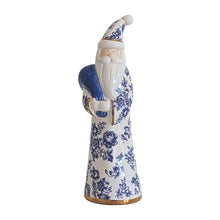 Load image into Gallery viewer, Blue and White Toile Santa with 22K Gold Accents