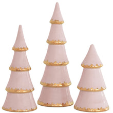 Load image into Gallery viewer, Pink Tiered Christmas Trees with 22K Gold Brushstroke Accent