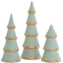 Load image into Gallery viewer, Sea Glass Tiered Christmas Trees with 22K Gold Brushstroke Accent
