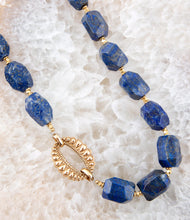 Load image into Gallery viewer, Chunky Blue Lapis Station Golden Necklace
