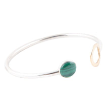 Load image into Gallery viewer, Circle Two Toned Green Malachite Cuff Bracelet