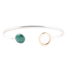 Load image into Gallery viewer, Circle Two Toned Green Malachite Cuff Bracelet
