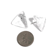 Load image into Gallery viewer, Clear Mottled Lucite Triangle Stud Earrings
