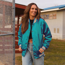 Load image into Gallery viewer, Coastal Carolina Satin Letterman Bomber Jacket