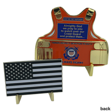 Load image into Gallery viewer, H-015 &amp; H-016 Coast Guard Set: Coastie Body Armor Medallion and Flag Challenge Coin USCG