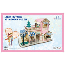 Load image into Gallery viewer, Coffee Shop Building Model Kit - Wooden Laser-Cut 3D Puzzle (161 Pcs)