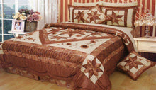 Load image into Gallery viewer, DaDa Bedding Diamond of Night Brown Beige Floral Stars Ruffles Comforter Set (BM915L)