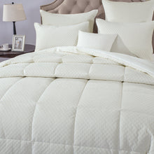 Load image into Gallery viewer, DaDa Bedding Dreamy Soft Velvet Ivory White Plush Velour Tufted Quilted Comforter Set (JHW861)