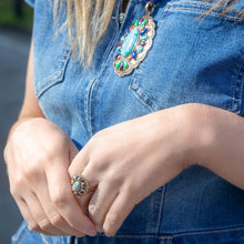 Load image into Gallery viewer, Concho Colorful Golden Statement Ring