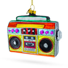 Load image into Gallery viewer, Vintage Cassette Player Boombox Glass Christmas Ornament