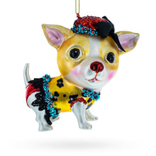 Load image into Gallery viewer, Chic Chihuahua Glass Christmas Ornament