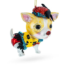 Load image into Gallery viewer, Chic Chihuahua Glass Christmas Ornament
