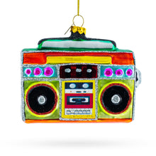 Load image into Gallery viewer, Vintage Cassette Player Boombox Glass Christmas Ornament