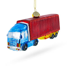 Load image into Gallery viewer, Truck with Dry Van Glass Christmas Ornament