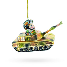 Load image into Gallery viewer, Santa the Tank Commander Glass Christmas Ornament