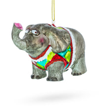 Load image into Gallery viewer, Circus Elephant Trumpeting Glass Christmas Ornament