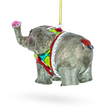 Load image into Gallery viewer, Circus Elephant Trumpeting Glass Christmas Ornament