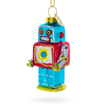 Load image into Gallery viewer, Quirky Square-Headed Robot Glass Christmas Ornament