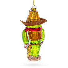 Load image into Gallery viewer, Western Cowboy Cactus Glass Christmas Ornament