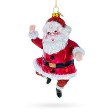 Load image into Gallery viewer, Santa Boogying in Festive Red Attire Glass Christmas Ornament