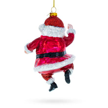 Load image into Gallery viewer, Santa Boogying in Festive Red Attire Glass Christmas Ornament