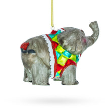 Load image into Gallery viewer, Circus Elephant Trumpeting Glass Christmas Ornament