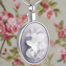 Load image into Gallery viewer, 3D Laser Cut Victorian Style Floral Cremation Urn Necklace