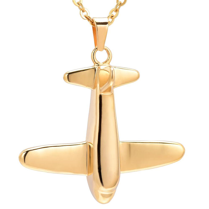 Airplane Shaped Cremation Urn Necklace