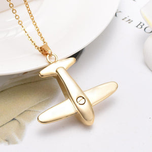 Airplane Shaped Cremation Urn Necklace