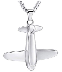 Airplane Shaped Cremation Urn Necklace