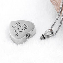 Load image into Gallery viewer, &quot;Always by My Side&quot; Engraved Silver Heart Cremation Urn Necklace