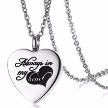 Load image into Gallery viewer, &quot;Always In My Heart&quot; Silver Heart Urn Necklace