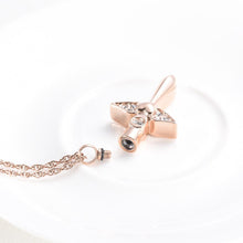 Load image into Gallery viewer, Angel Wings Cross &amp; Heart with Rhinestones Cremation Urn Necklace
