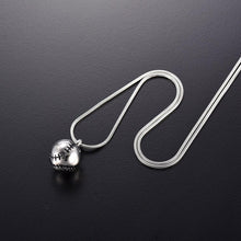 Load image into Gallery viewer, Baseball Shaped Cremation Urn Necklace