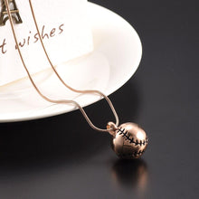 Load image into Gallery viewer, Baseball Shaped Cremation Urn Necklace
