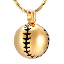 Load image into Gallery viewer, Baseball Shaped Cremation Urn Necklace