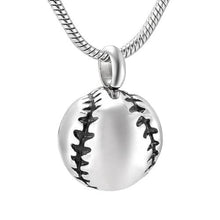 Load image into Gallery viewer, Baseball Shaped Cremation Urn Necklace