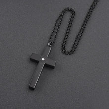 Load image into Gallery viewer, Black Classic Design Cross Cremation Urn Necklace With Rhinestone
