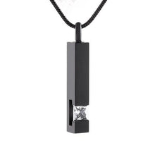 Load image into Gallery viewer, Black Cremation Urn Necklace Column With Gemstone