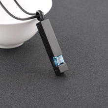 Load image into Gallery viewer, Black Cremation Urn Necklace Column With Gemstone