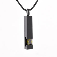 Load image into Gallery viewer, Black Cremation Urn Necklace Column With Gemstone